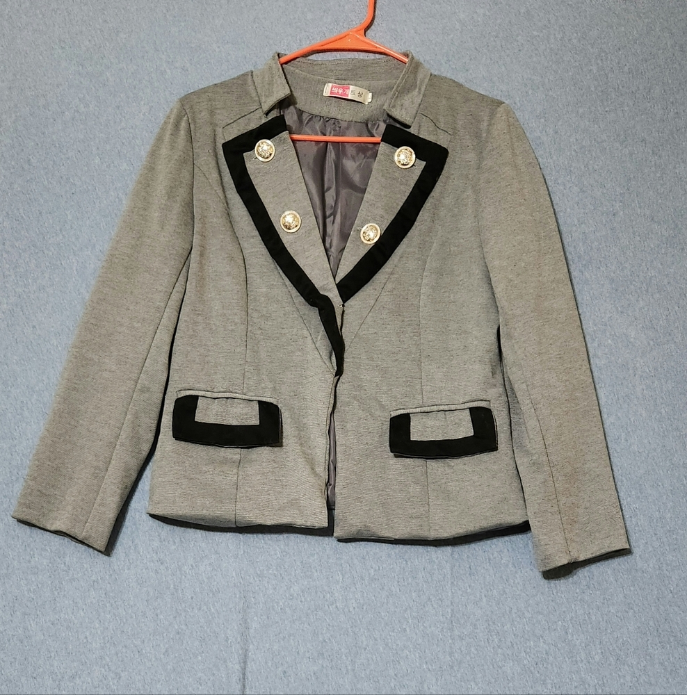 Gray black button accent blazer. Size medium